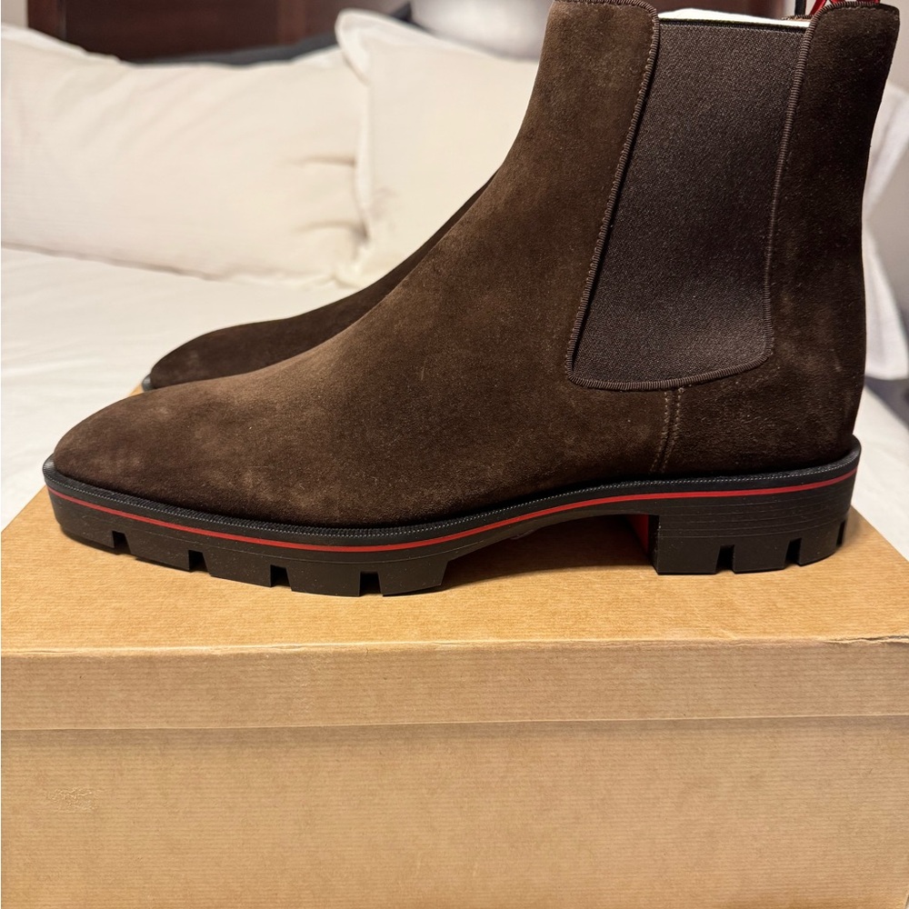 Christian Louboutin Alpinosol Brown Suede Chelsea Boots 12/45